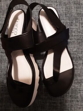 Franco Sarto Black and White Women's Sporty Slingback Sandals